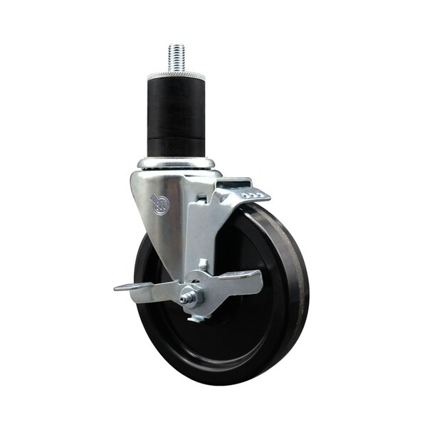 5'' Phenolic Swivel 1-3/4'' Expanding Stem Caster with Brake